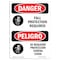 Signmission OSHA Sign, Fall Protection Required Bilingual, 10in X 7in Rigid Plastic, 7" W, 10" H, Spanish OS-DS-P-710-VS-1229 - alternate 1
